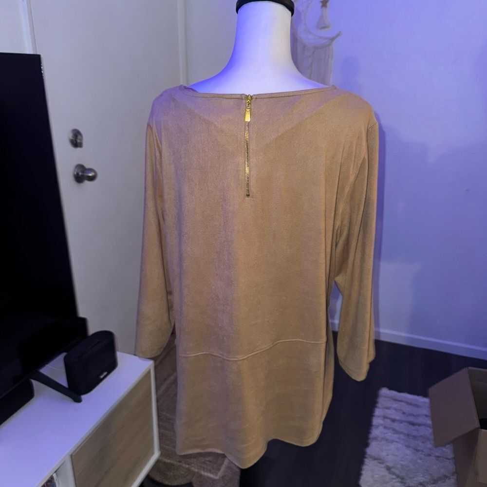 Women's Tan Asymmetrical Top - Picture 2 of 7